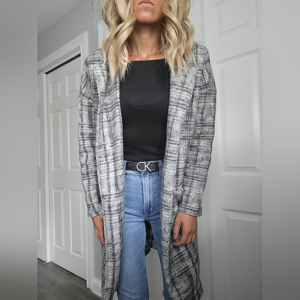 Bobeau Gray Plaid Utility Jacket